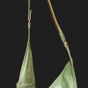 Sage Green Leather Shoulder Bag for Women
